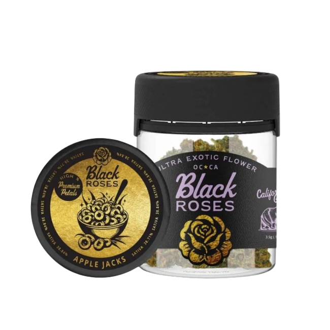 Black Roses Premium Ultra Exotic THC-A Flower 3.5g Jar Apple Jacks Sativa - Seven Tech