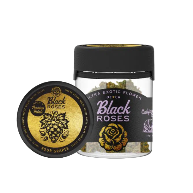 Black Roses Premium Ultra Exotic THC-A Flower 3.5g Jar Sour Grapes Sativa - Seven Tech