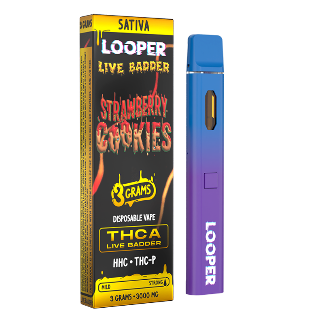 LOOPER LIVE BADDER THC-A 3G DISPOSABLE - STRAWBERRY COOKIES SATIVA - Seven Tech