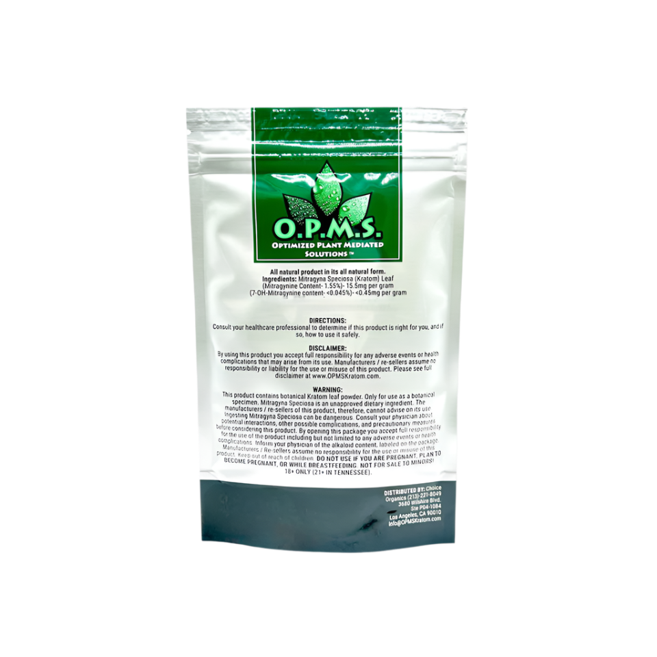 O.P.M.S. SILVER KRATOM POWDER 16OZ - BORNEO SUPER GREEN VEIN - Seven Tech