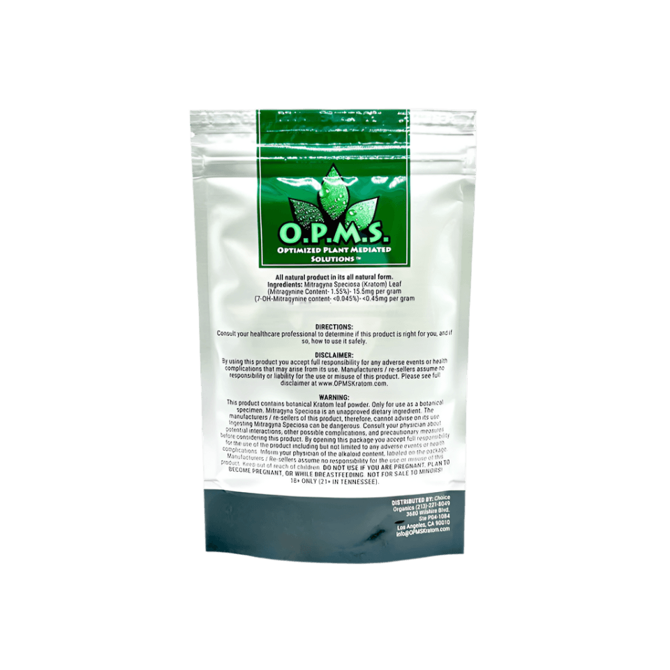 O.P.M.S. SILVER KRATOM POWDER 16OZ - BORNEO SUPER GREEN VEIN - Seven Tech