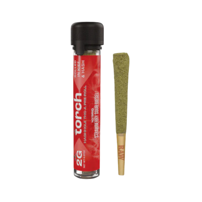Torch Hashhole Pre-Roll 2g THC-A Rolled in Kief & Hash Strawberry Sour Diesel Hybrid - Seven Tech