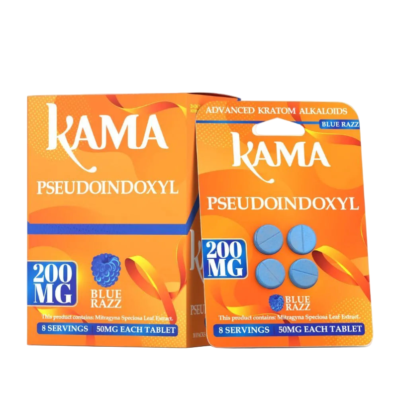 KAMA 4ct Psuedoindoxyl Tabs Blue Razz 50mg per Tablet - Seven Tech