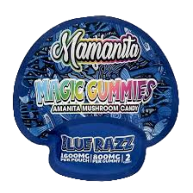 Mamanita Blue Razz Magic Gummies Mushroom Candy 2pcs 800mg 1600mg Per Pkg - Seven Tech