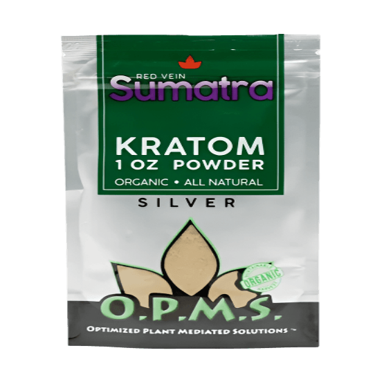 O.P.M.S. SILVER KRATOM POWDER 1OZ - SUMATRA RED VEIN - Seven Tech
