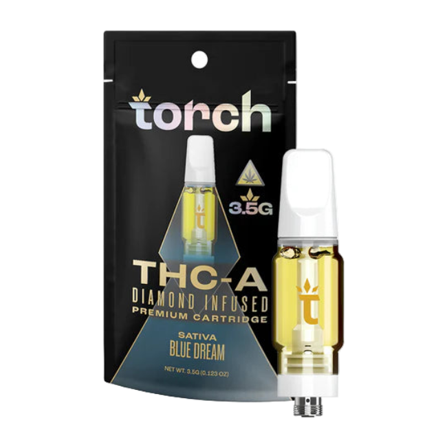 TORCH DIAMOND INFUSED PREMIUM THC-A CARTRIDGE 3.5G - BLUE DREAM SATIVA - Seven Tech
