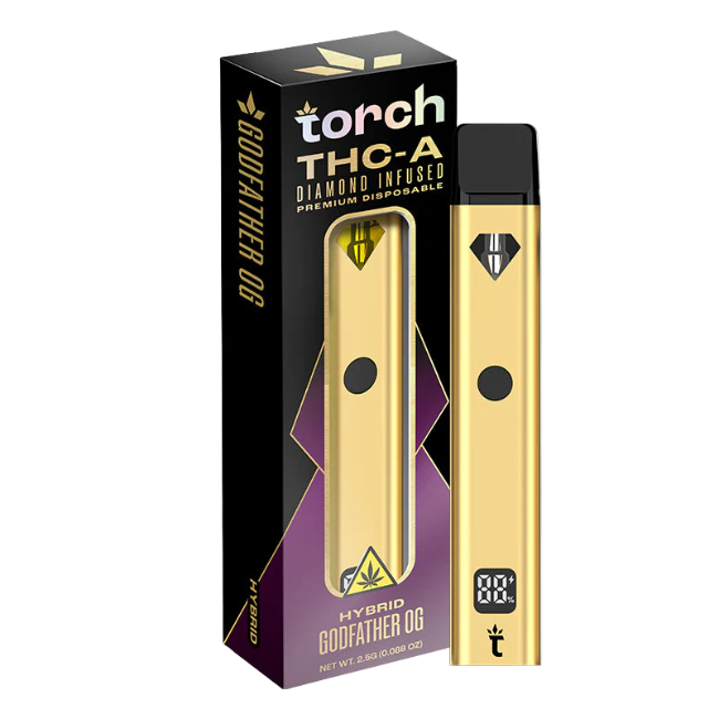 TORCH DIAMOND INFUSED PREMIUM THC-A DISPOSABLE 2.5G - GODFATHER OG HYBRID - Seven Tech