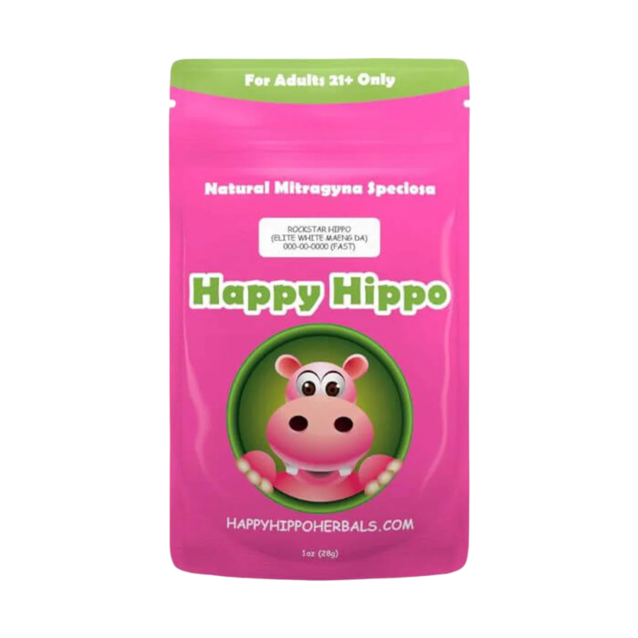 HAPPY HIPPO KRATOM CAPSULE 100CT / 50G / 1.8OZ - ROCKSTAR HIPPO / MAENG DA WHITE VEIN - Seven Tech