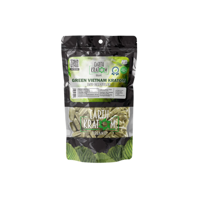 EARTH KRATOM CAPSULES 150CT - VIETNAM GREEN VEIN - Seven Tech