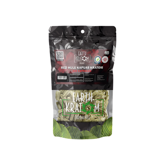 EARTH KRATOM CAPSULES 300CT - HULU RED VEIN - Seven Tech
