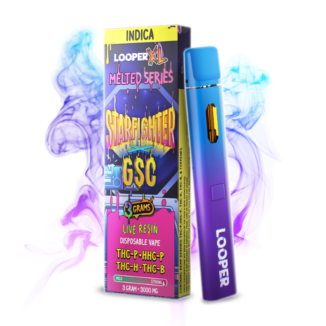 LOOPER XL MELTED SERIES LIVE RESIN 3G DISPOSABLE - STARFIGHTER X GSC INDICA - Seven Tech