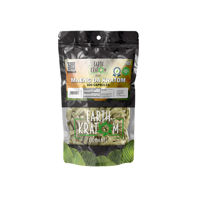 EARTH KRATOM CAPSULES 300CT - MAENG DA GREEN VEIN - Seven Tech