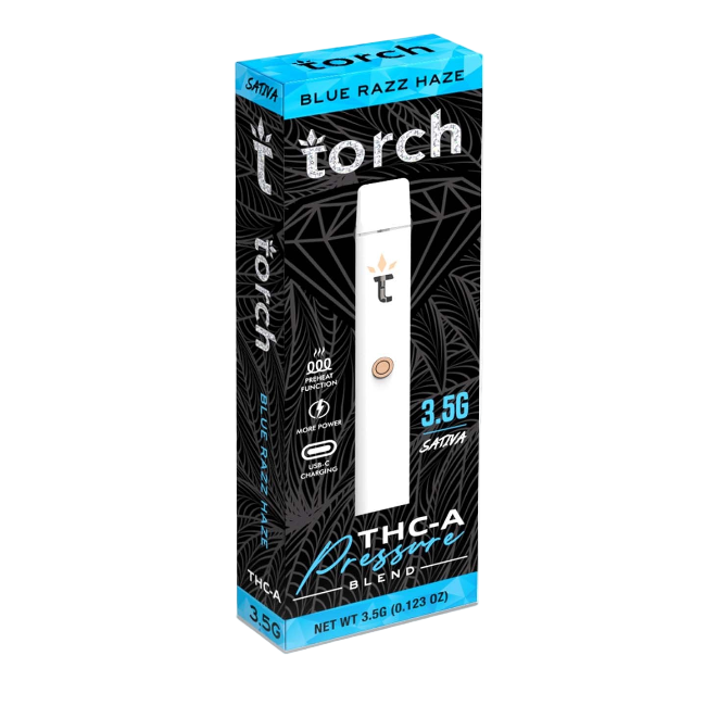 TORCH PRESSURE BLEND 3.5G DISPOSABLE - BLUE RAZZ HAZE SATIVA - Seven Tech