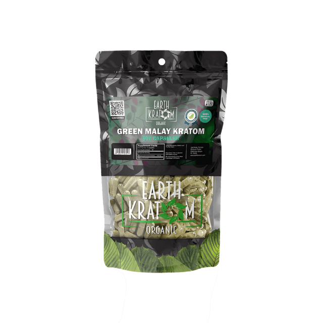 EARTH KRATOM CAPSULES 300CT - MALAY GREEN VEIN - Seven Tech