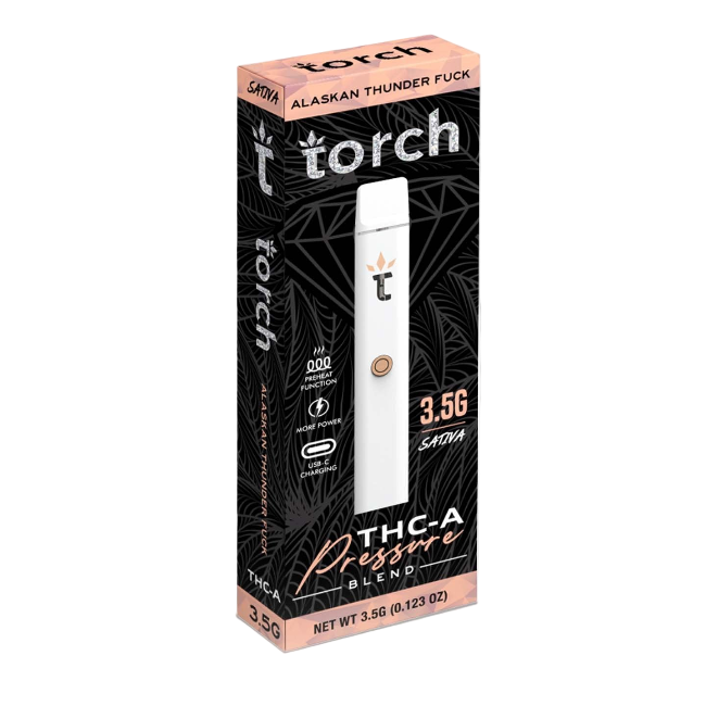 TORCH PRESSURE BLEND 3.5G DISPOSABLE - ALASKAN THUNDER FUCK SATIVA - Seven Tech