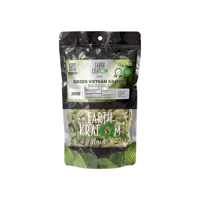 EARTH KRATOM CAPSULES 300CT - VIETNAM GREEN VEIN - Seven Tech
