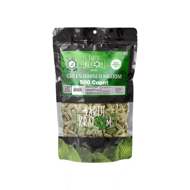 EARTH KRATOM CAPSULES 500CT - BORNEO GREEN VEIN - Seven Tech