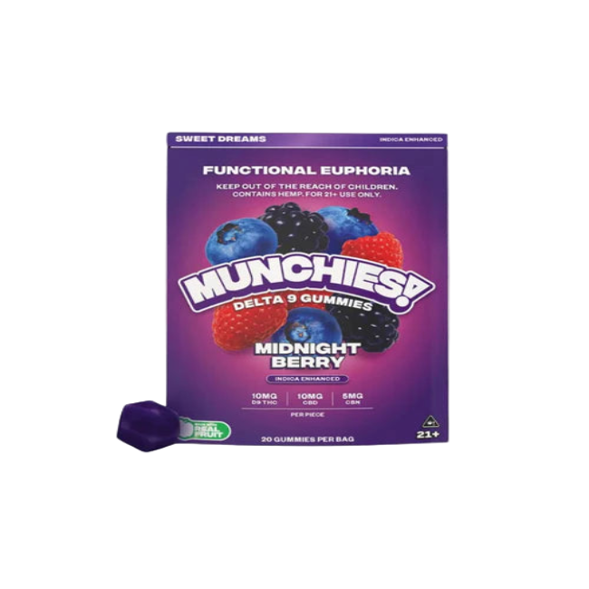 DELTA MUNCHIES FUNCTIONAL EUPHORIA DELTA 9 BOOSTED GUMMIES - MIDNIGHT BERRY INDICA - SWEET DREAMS 20CT - Seven Tech