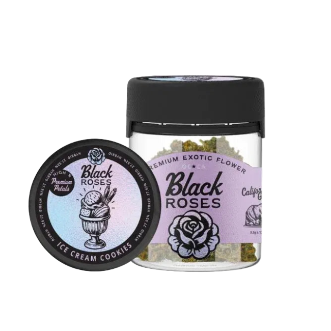 Black Roses Premium Exotic THC-A Flower 3.5g Jar Ice Cream Cookies Hybrid - Seven Tech