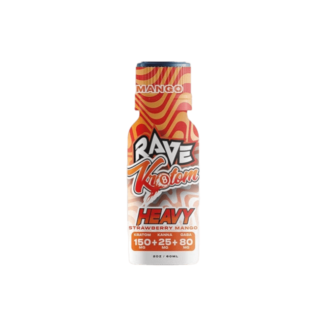 RAVE KRATOM HEAVY 2OZ - STRAWBERRY MANGO (KRATOM 150MG + KANNA 25MG + GABA 80MG) - Seven Tech
