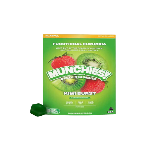 DELTA MUNCHIES FUNCTIONAL EUPHORIA DELTA 9 BOOSTED GUMMIES - KIWI BURST SATIVA - PLAYFUL 20CT - Seven Tech