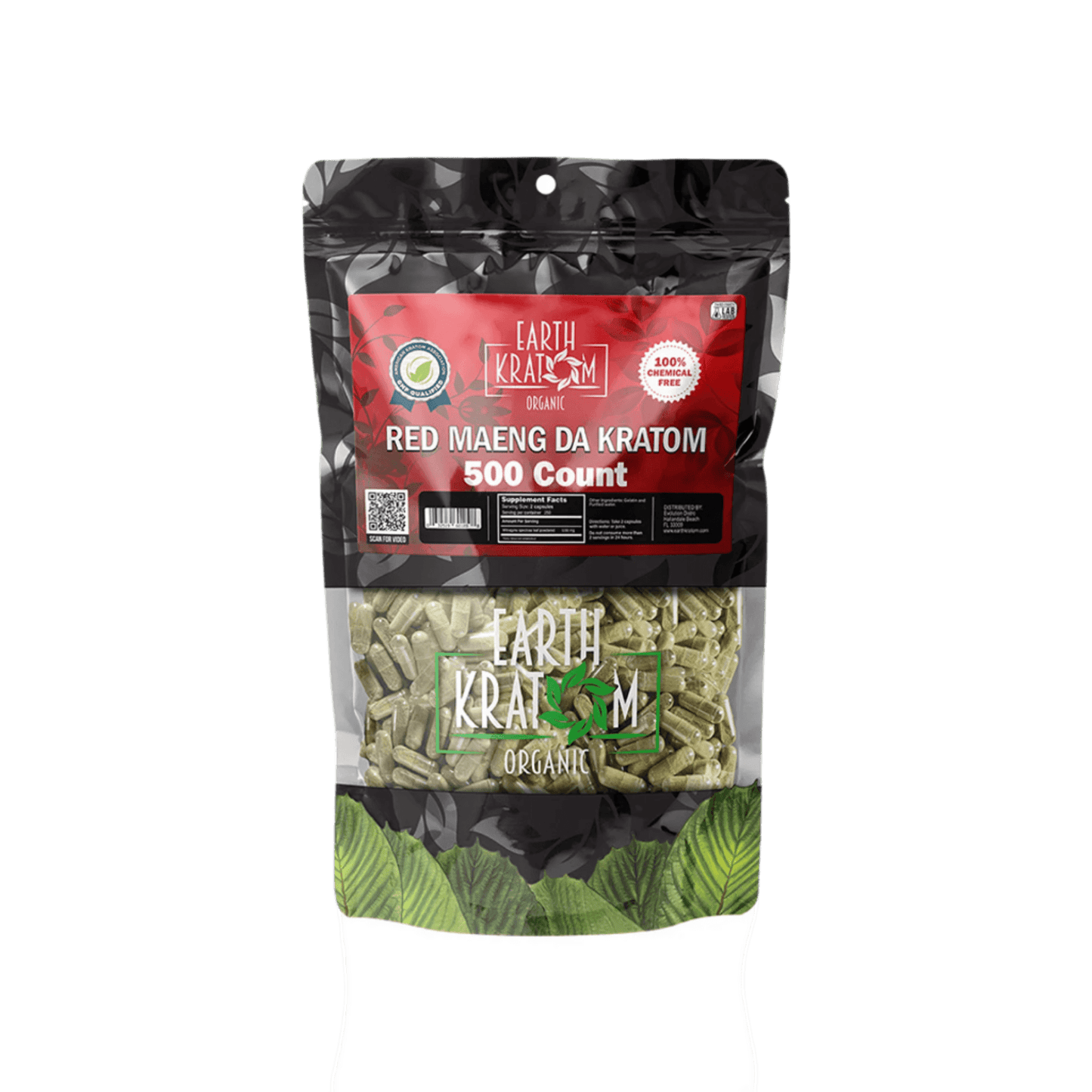 EARTH KRATOM CAPSULES 500CT - MAENG DA RED VEIN - Seven Tech