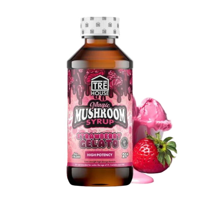 TRE House Magic Mushroom Syrup Strawberry Gelato 4oz High Potency - Seven Tech