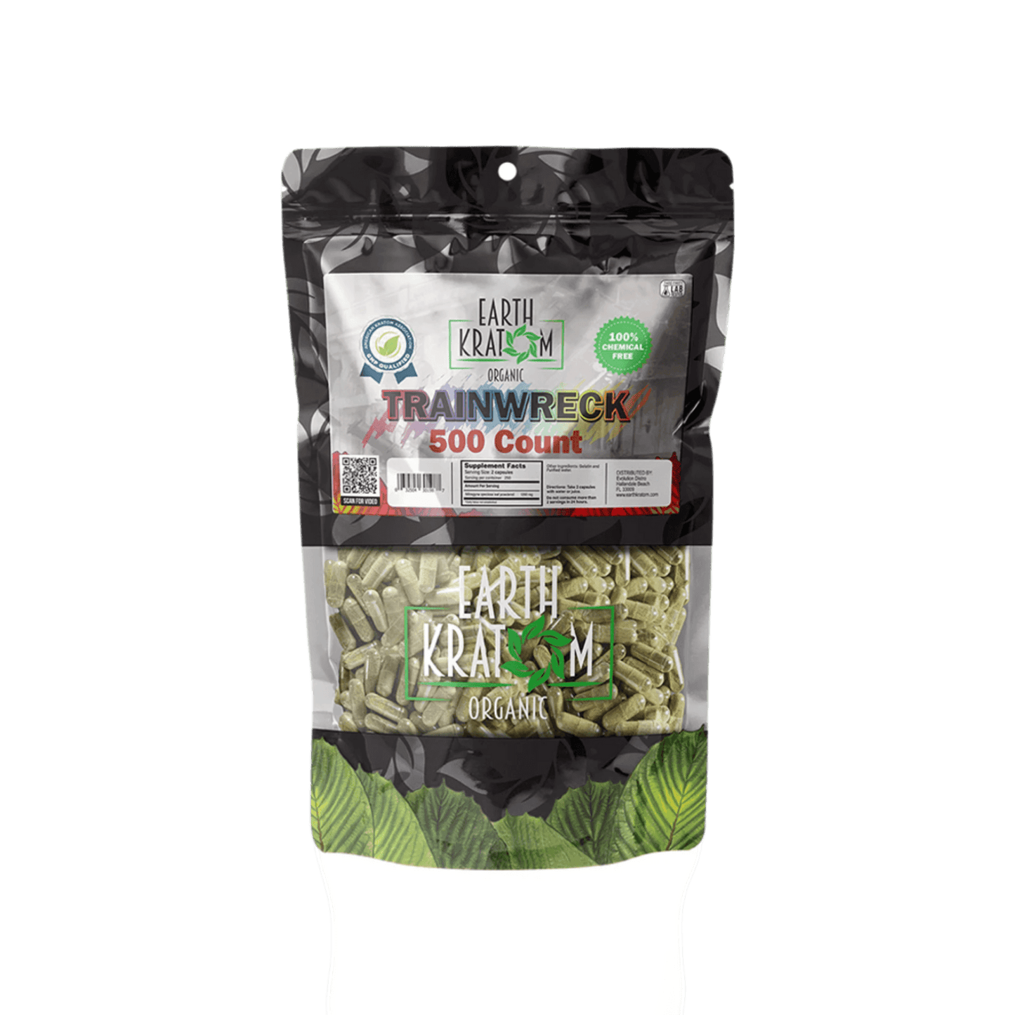 EARTH KRATOM CAPSULES 500CT - TRAINWRECK - Seven Tech