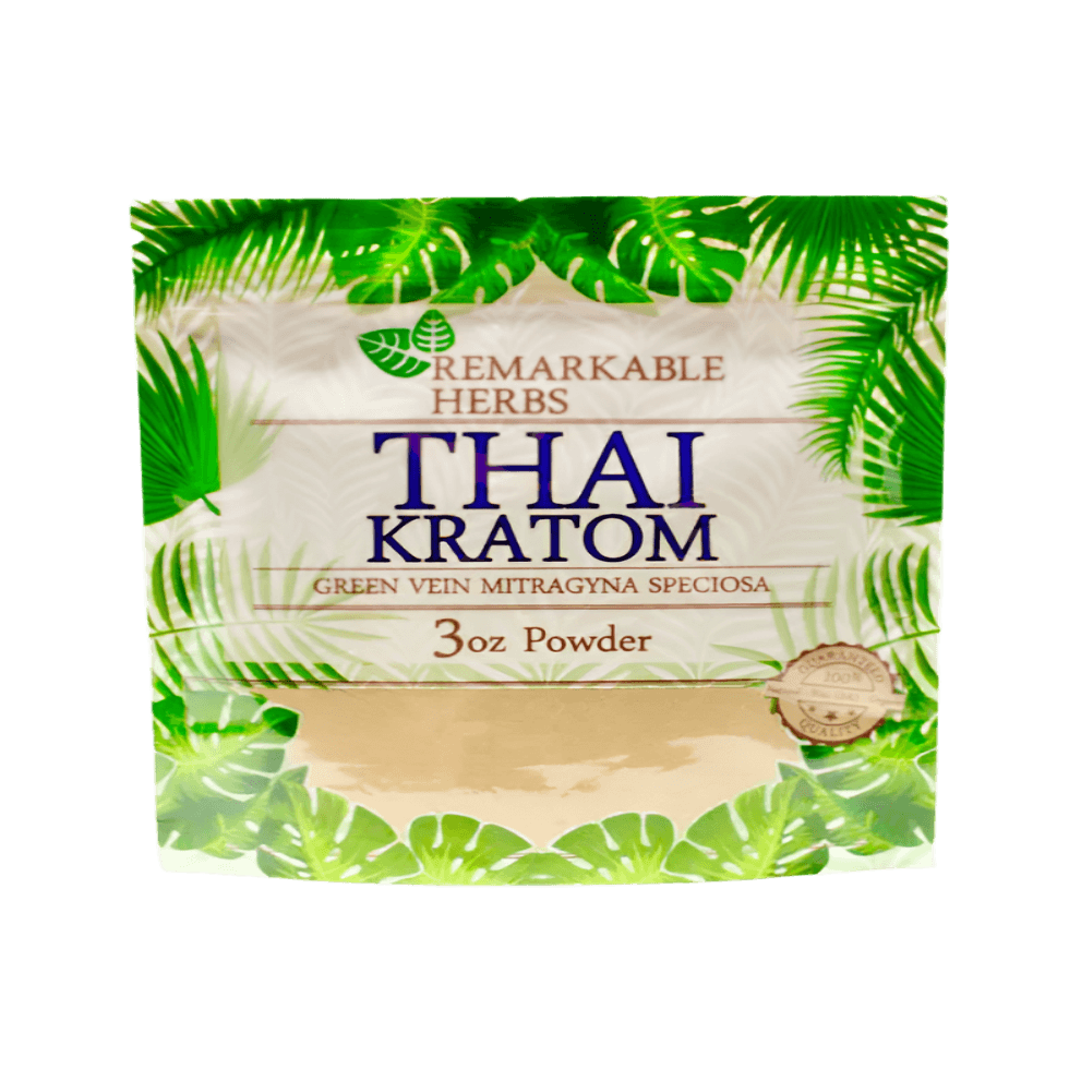 REMARKABLE HERBS KRATOM POWDER 3OZ - THAI GREEN VEIN - Seven Tech
