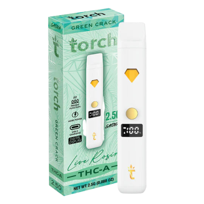 Torch Live Rosin Disposable 2.5g Green Crack Sativa - Seven Tech