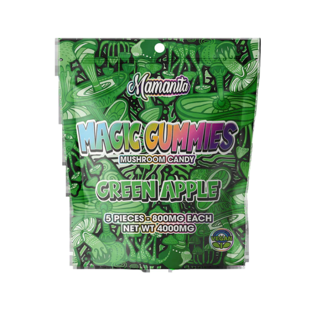 Mamanita Green Apple Magic Gummies Mushroom Candy 10pcs 800mg 8000mg Per Pkg - Seven Tech