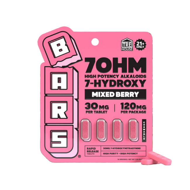 TRE House BARS 7-Hydroxy Mixed Berry 120mg 4ct 30mg Per Tablet - Seven Tech