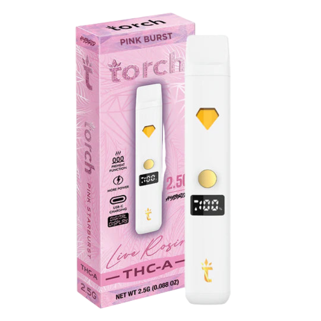 Torch Live Rosin CBD Disposable 2.5g Pink Starburst Hybrid - Seven Tech