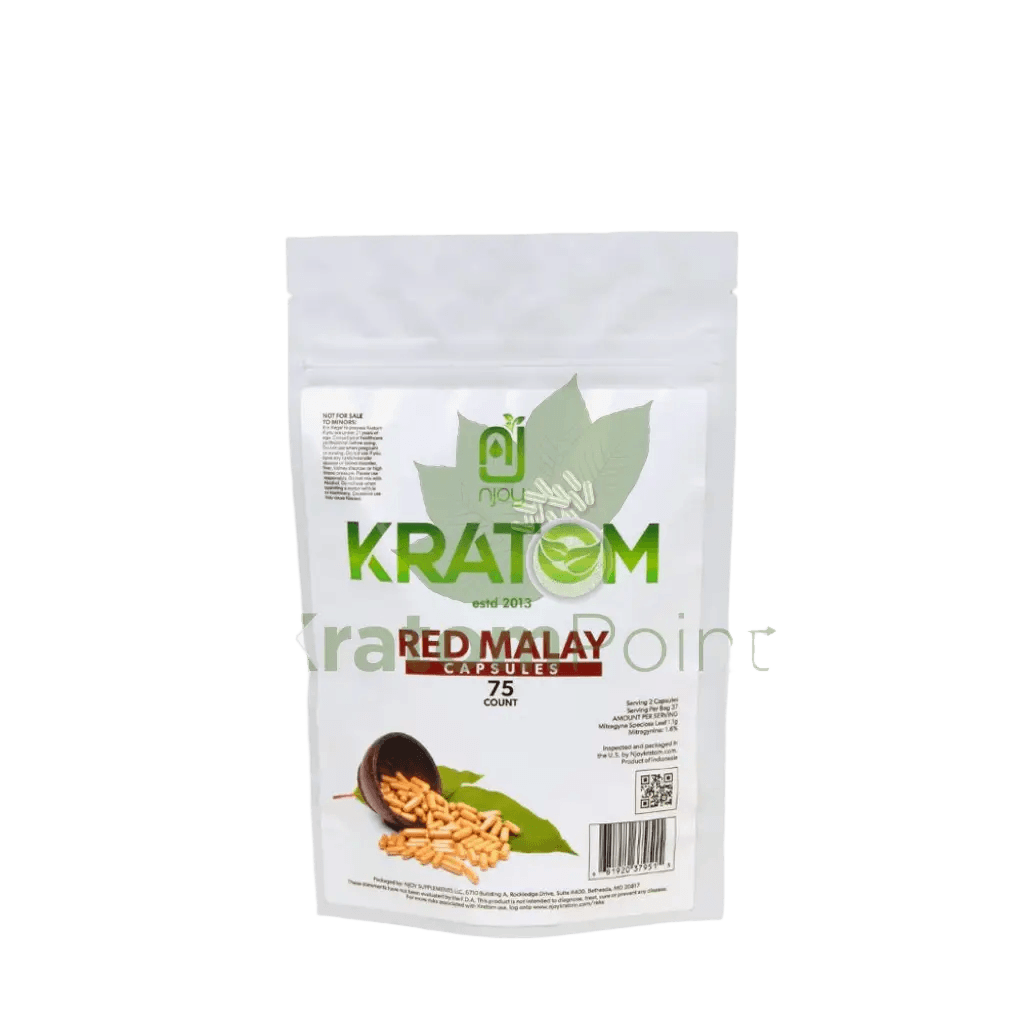 NJOY KRATOM CAPSULES 75CT - MALAY RED VEIN - Seven Tech