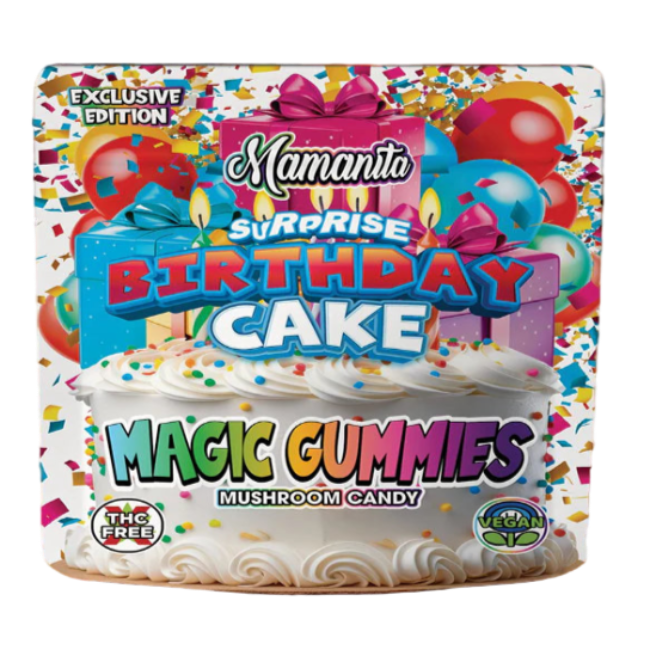 Mamanita Birthday Cake Magic Gummies Mushroom Candy 10pcs 800mg 8000mg Per Pkg - Seven Tech