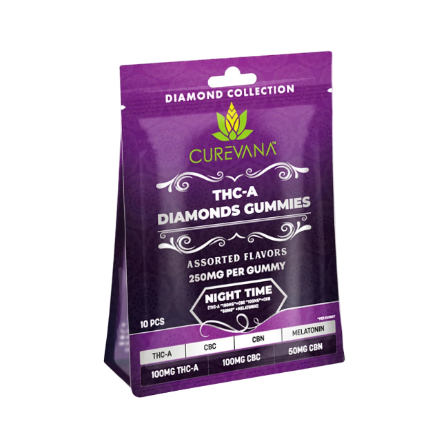 CUREVANA THC-A DIAMOND GUMMIES 250MG 10CT - NIGHT TIME - Seven Tech
