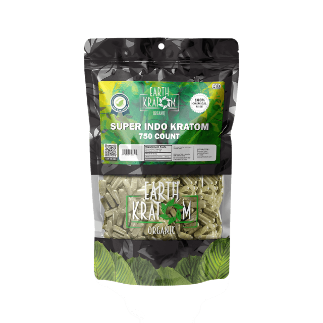 EARTH KRATOM CAPSULES 750CT - INDO SUPER GREEN VEIN - Seven Tech