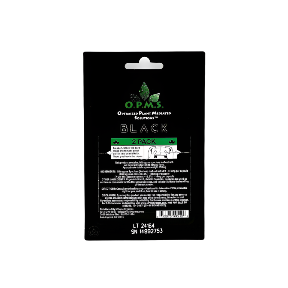 O.P.M.S. KRATOM CAPSULES - BLACK 2CT - Seven Tech