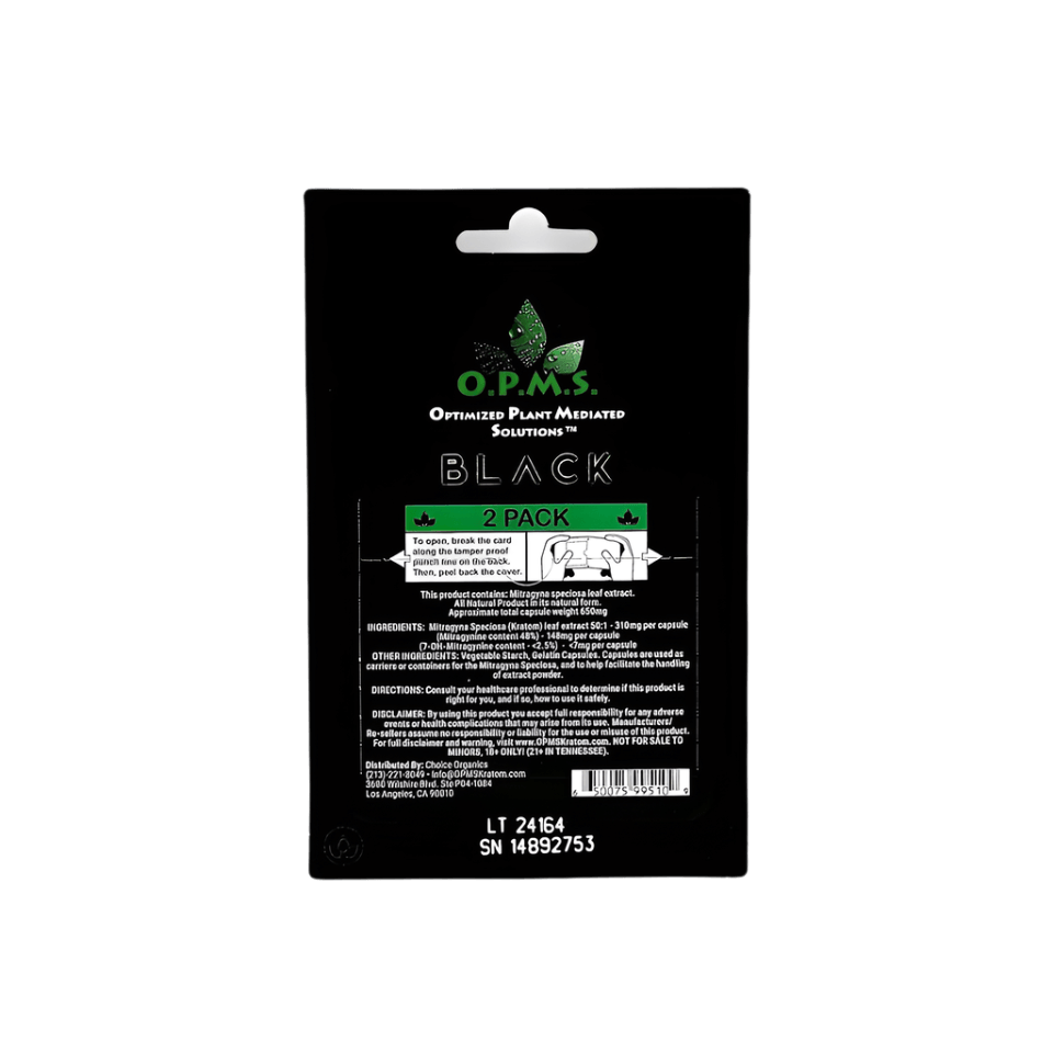 O.P.M.S. KRATOM CAPSULES - BLACK 2CT - Seven Tech