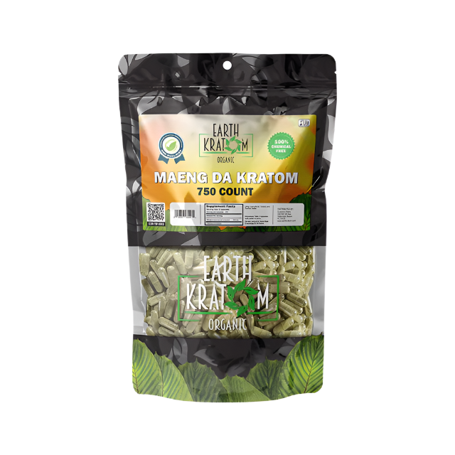 EARTH KRATOM CAPSULES 750CT - MAENG DA GREEN VEIN - Seven Tech