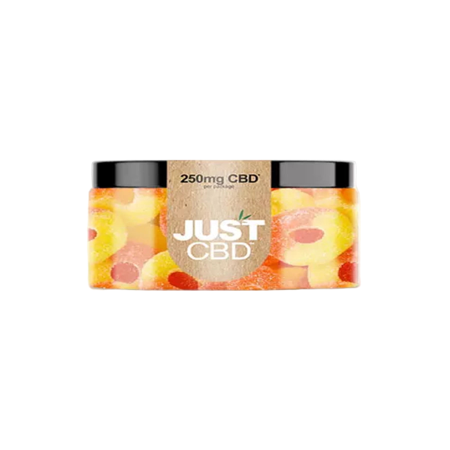JUST CBD GUMMIES 250MG - PEACH RINGS - Seven Tech