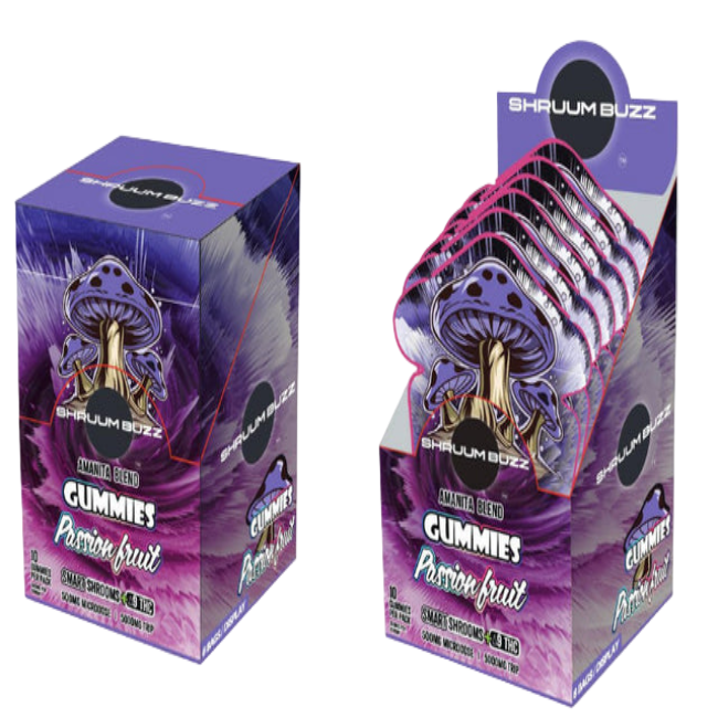 SHRUUMBUZZ AMANITA BLEND GUMMIES 500MG 10CT - PASSION FRUIT - Seven Tech