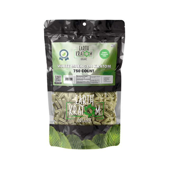 EARTH KRATOM CAPSULES 750CT - MAENG DA WHITE VEIN - Seven Tech