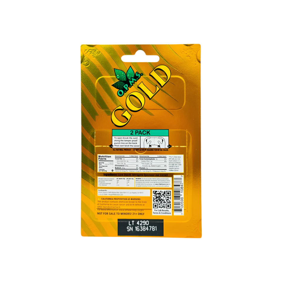 O.P.M.S. KRATOM CAPSULES - GOLD 2CT - Seven Tech