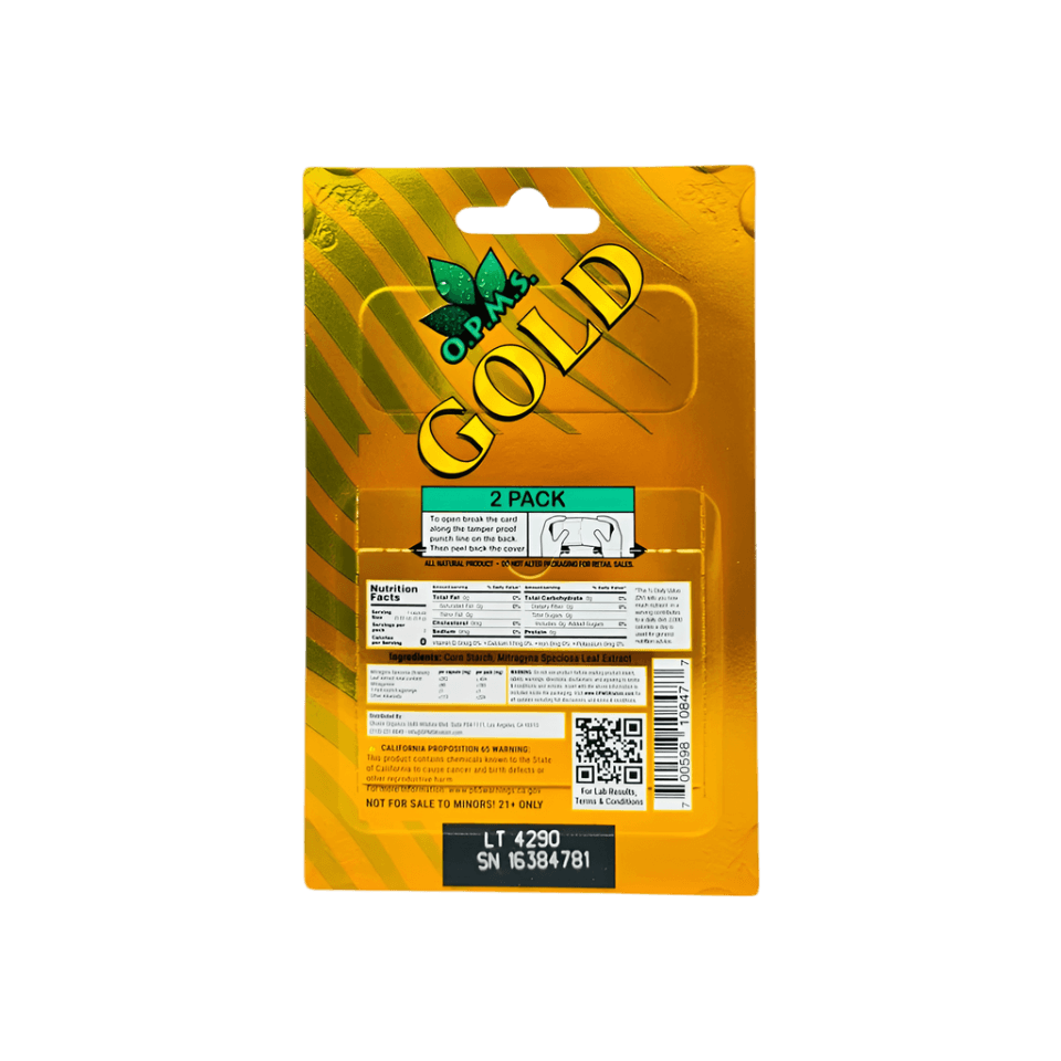 O.P.M.S. KRATOM CAPSULES - GOLD 2CT - Seven Tech