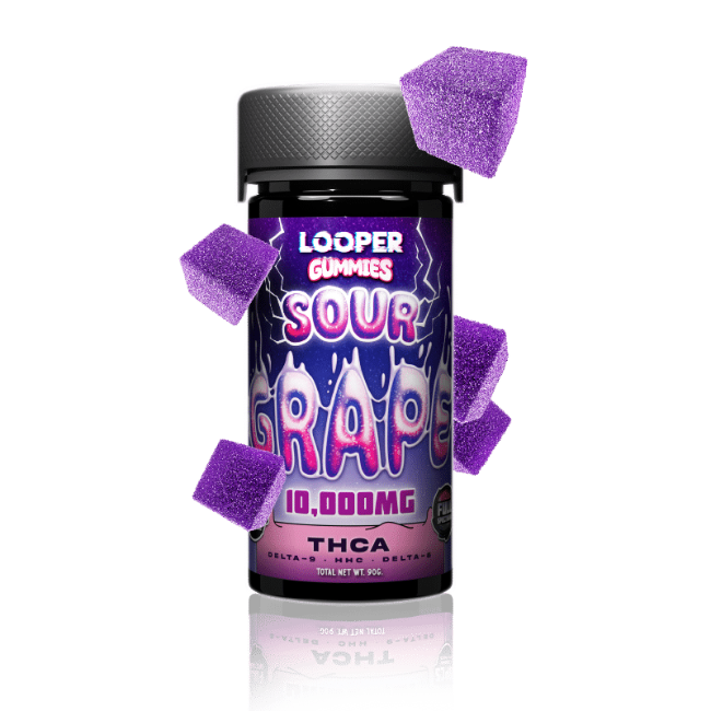 LOOPER THC-A ULTRA POTENT FULL SPECTRUM GUMMIES 500MG 20CT JAR - SOUR GRAPE - Seven Tech