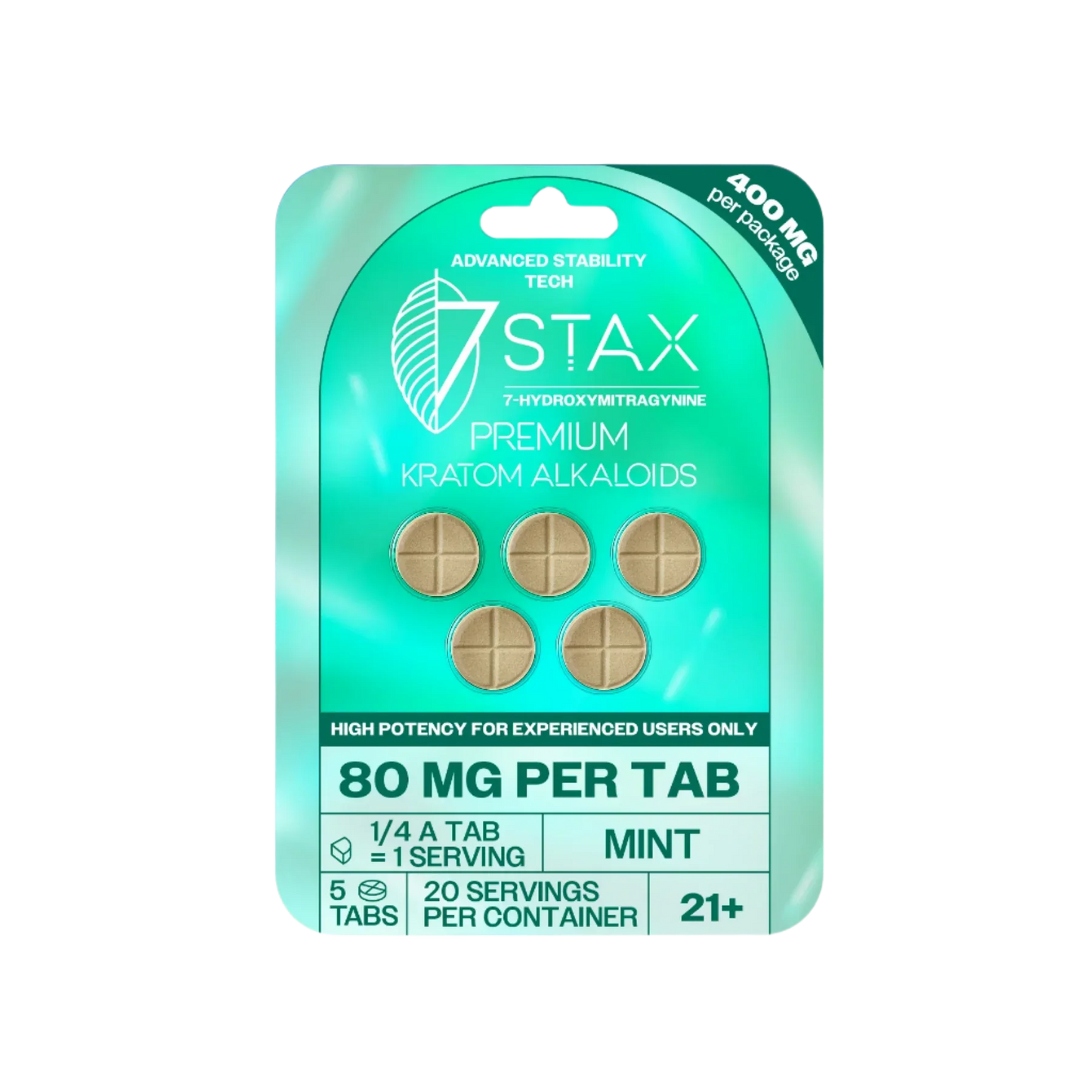 7Stax 5ct 7OH Tabs Mint 80mg per Tablet - Seven Tech