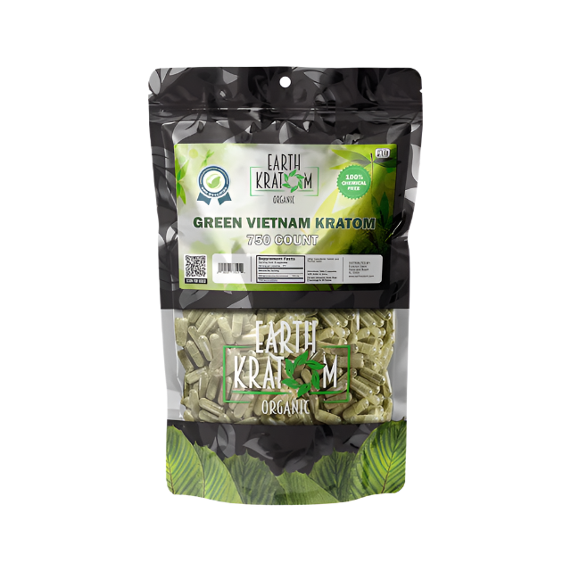 EARTH KRATOM CAPSULES 750CT - VIETNAM GREEN VEIN - Seven Tech