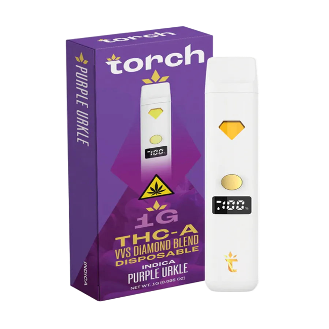 Torch THC-A 1g VVS Diamond Blend Disposable Purple Urkle Indica - Seven Tech