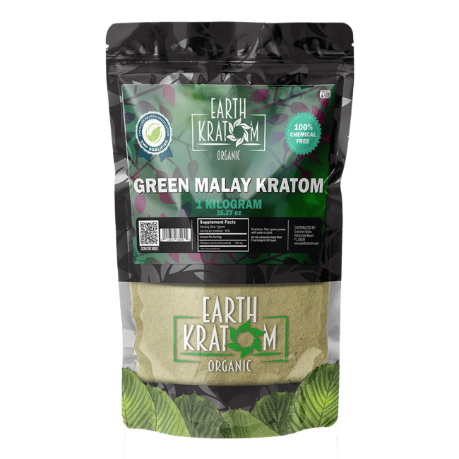 EARTH KRATOM POWDER 1000G / 35.27OZ - MALAY GREEN VEIN - Seven Tech